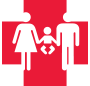 Connecticut ASC Patient Safety Organization logo of a man woman and child on a red cross background
